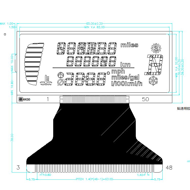 الشركة المصنعة لشاشة LCD لقطاع OEM TN STN HTN FSTN مصنع LCD أحادي اللون للدراجات النارية / عداد السرعة / السيارة