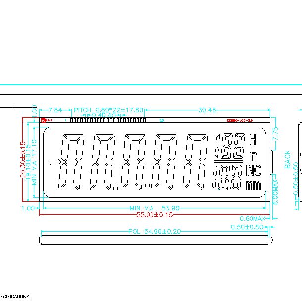 تعرض شاشة LCD السلبية FSTN المخصصة لوحة زجاجية لشاشة LCD FSTN للفرجار الورنية