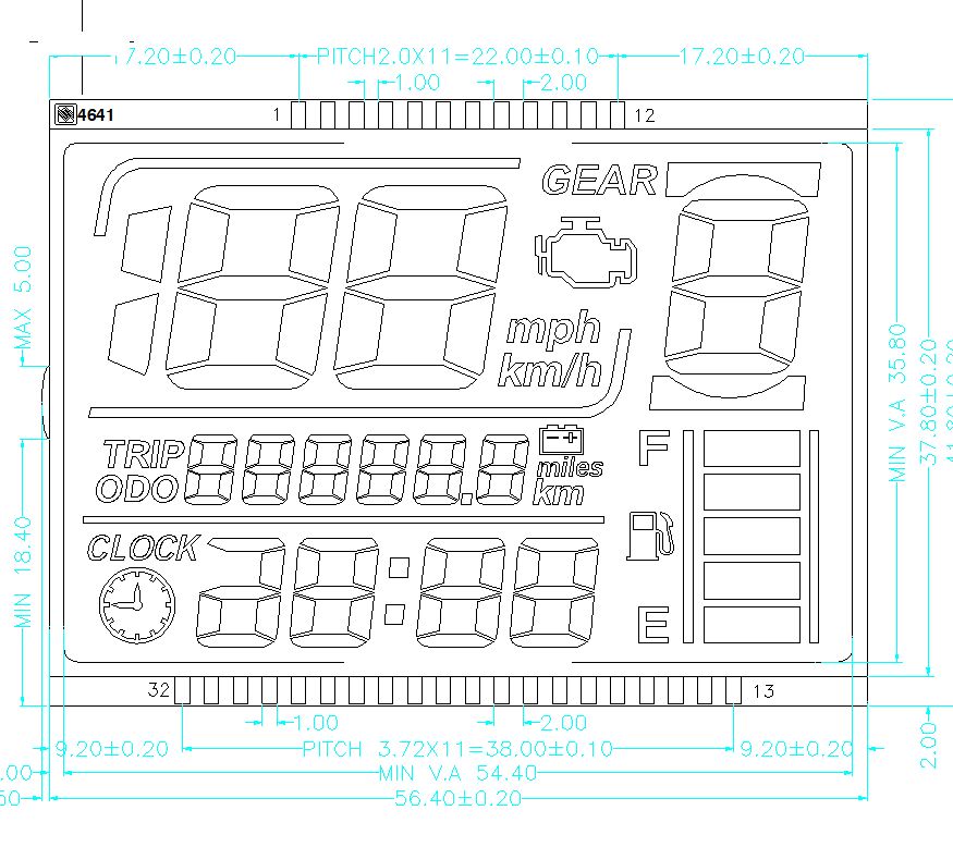 Custom Size 7 Segment Custom HTN LCD Display for Motorcycle Speedometer Screen Speedometer Odometer LCD Display Character Segment Module Manufacturers