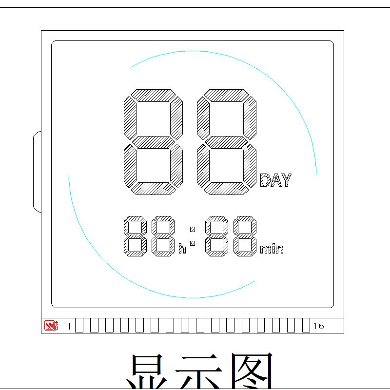 مخصص TN LCD 2 أرقام 7 الجزء شاشة LCD لوحة شاشة LCD عاكسة إيجابية للموقت