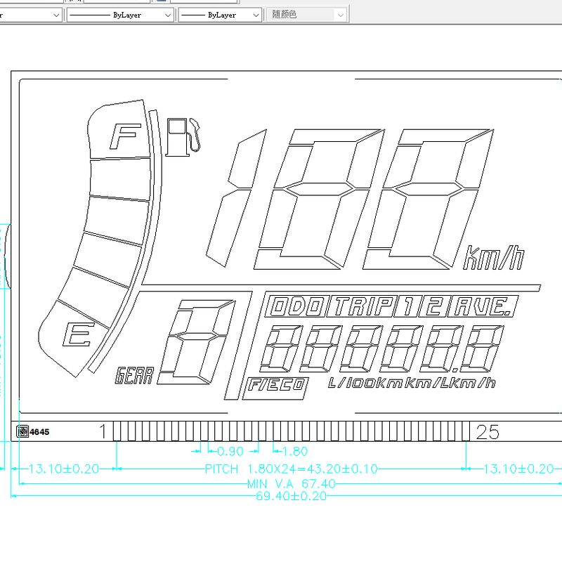 عداد السرعة المخصص، عداد المسافات، شاشة LCD، شاشات رقمية مكونة من 7 شرائح للدراجات النارية والمركبات الكهربائية (EVs)