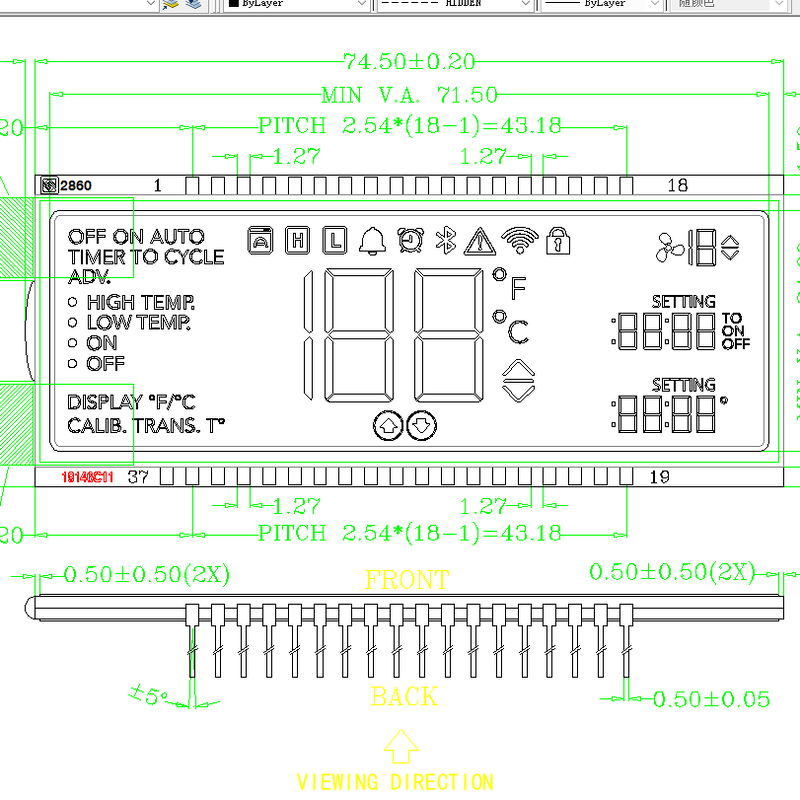 Custom Vertical Alignment (VA) LCD Modules PIN Connector VA Type LCD Panel For Thermostat